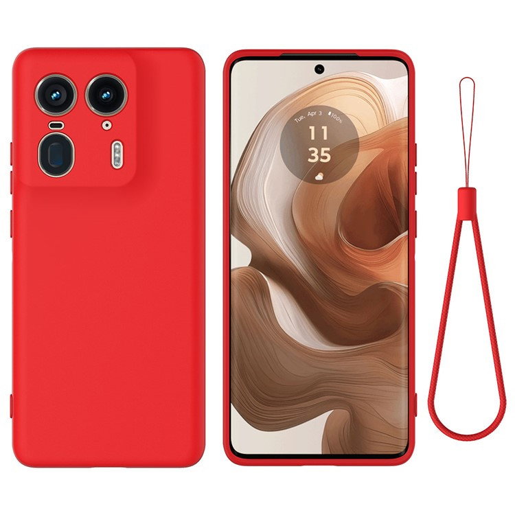  Motorola Edge 50 Ultra Silikone Cover m. Håndledsrem - Rød