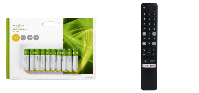 Pakke m. 1stk 10-Pak AAA Batterier  & 1stk Fjernbetjening til TCL TV - Ergonomisk Design & Lang Levetid