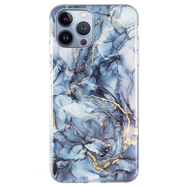 iPhone 15 Pro TPU Cover med Gråt Marmor-Mønster