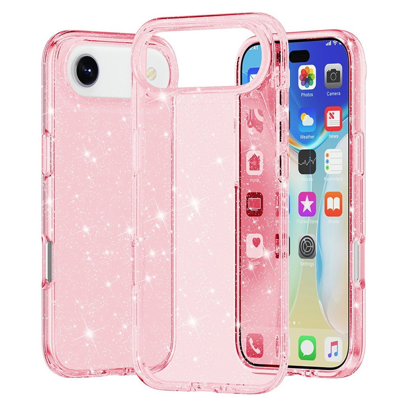 iPhone Air Gennemsigtigt Cover Med Glimmer - Lyserød