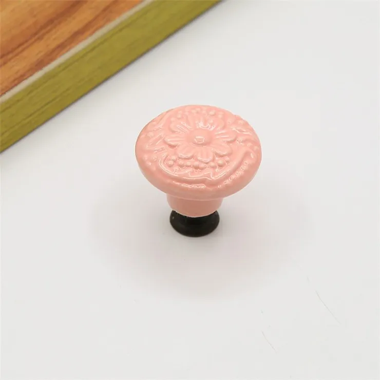 Blomstret Porcelænsknop-Pink