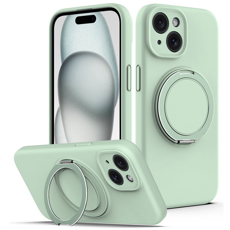 iPhone 15 Cover med MagSafe & Kickstand - Lysegrøn