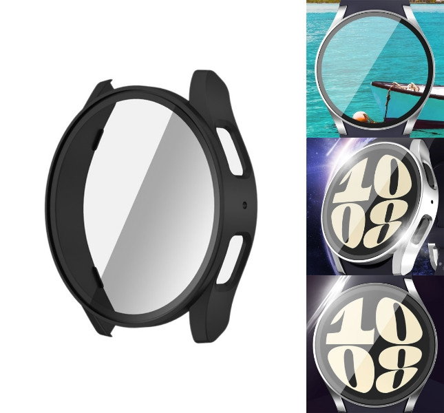 Beskyttelsescover med glas til Samsung Galaxy Watch7 44mm set forfra