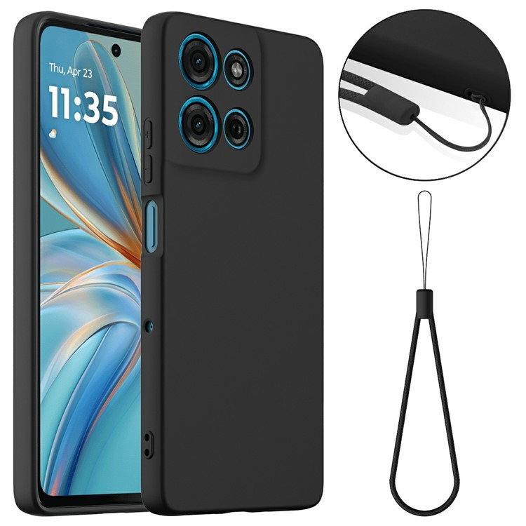 MagSafe Silikone Cover m. Håndrem til Motorola Moto G75 5G - Sort