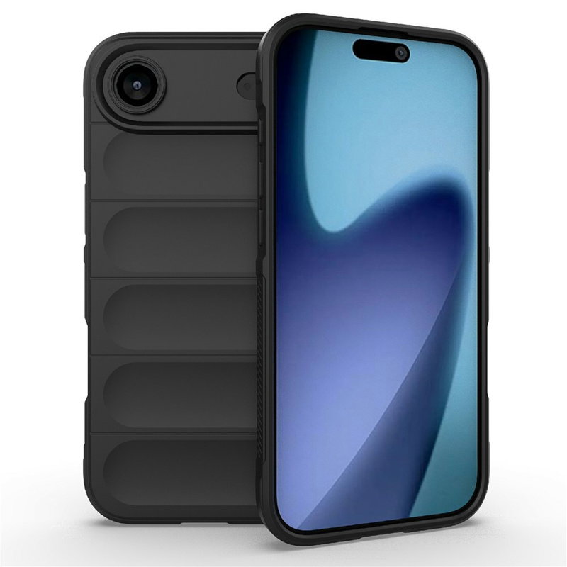 iPhone Air Silikone Cover med Bølget Bagside - Sort