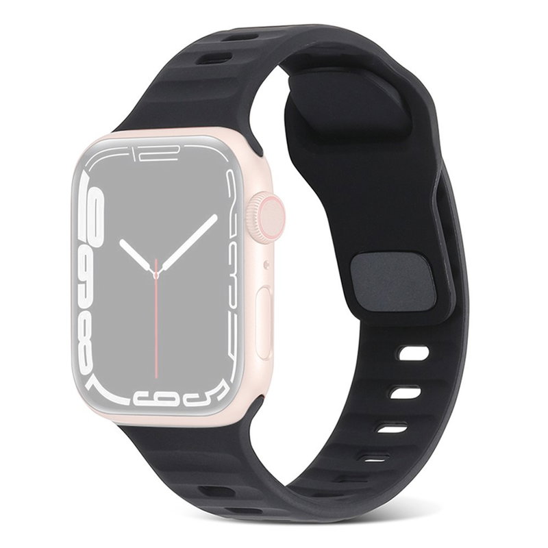 Wave Silikone Rem til Apple Watch 42 / 44 / 45 / 49mm-Sort