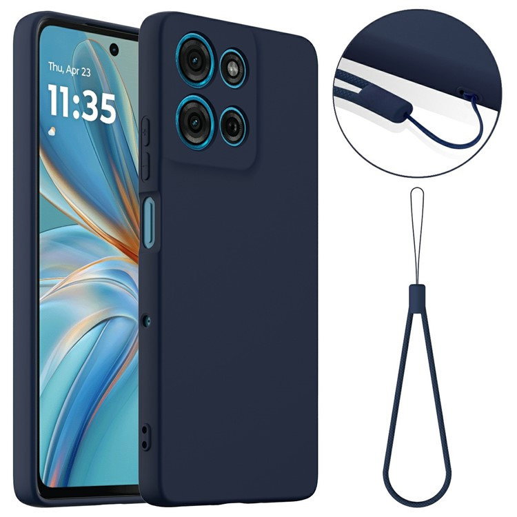 MagSafe Silikone Cover m. Håndrem til Motorola Moto G75 5G - Mørkeblå