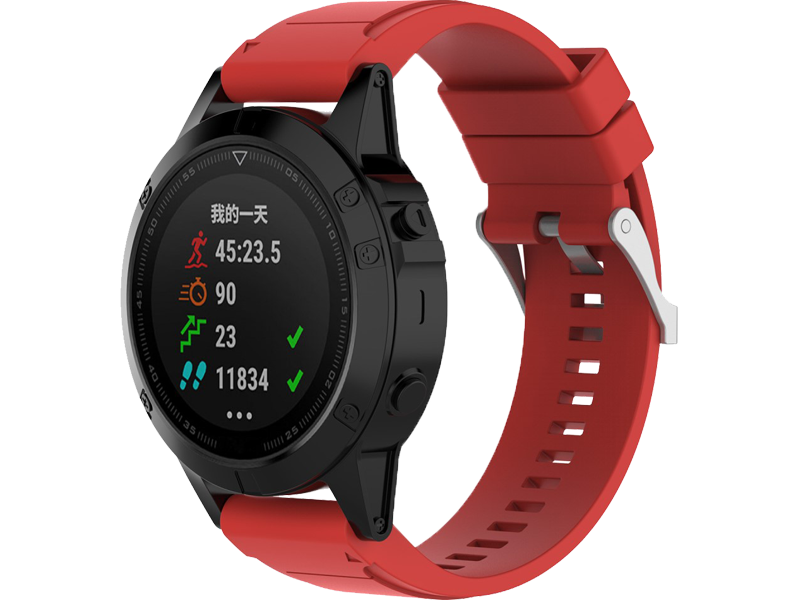 Silicone rem til Garmin Fenix 3 / 3 HR / 5X / 5X Plus / 6X / 6X Pro-Rød