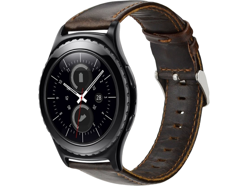 Genuine Læder Rem til Garmin Venu 2 Plus 43mm - Mørkebrun