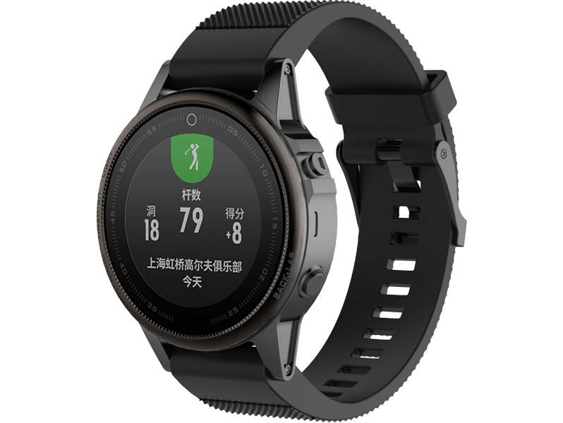 Silicone rem til Garmin Fenix 5S / 5S Plus / 6S / 6S Pro - Sort