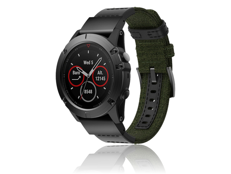 Canvas rem til Garmin Fenix 7X / 7X Pro / 7X Solar - Mørkegrøn