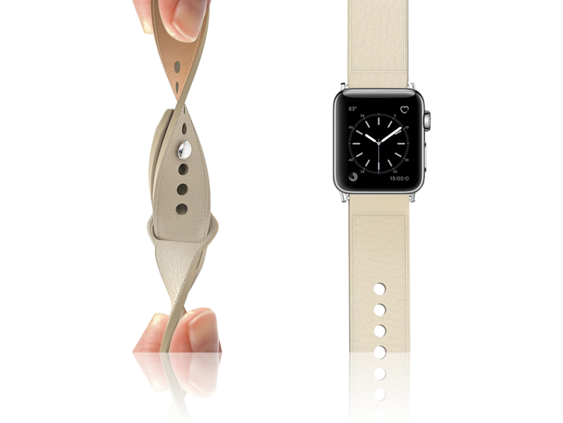 Abies Genuine Leather rem til Apple Watch 42 / 44 / 45mm - Beige