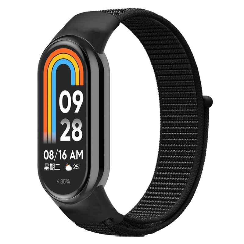 Nato Nylon Rem til Xiaomi Smart Band 8, Velcro Luk og Quick-Release-Sort