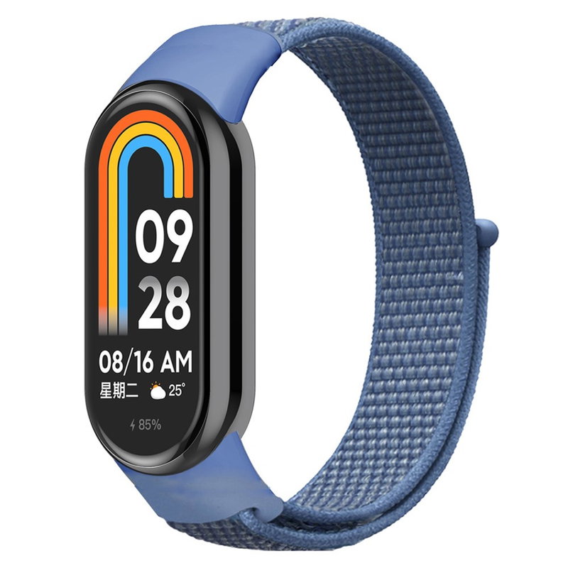 Nato Nylon Rem til Xiaomi Smart Band 8, Velcro Luk og Quick-Release-Blå