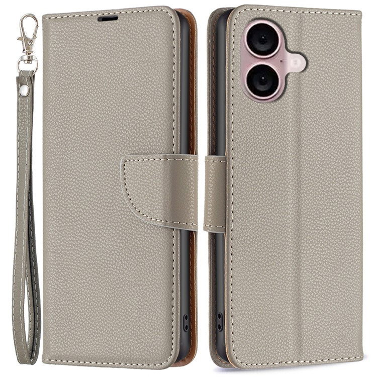 Cover med litchi-tekstur til iPhone 16 Plus