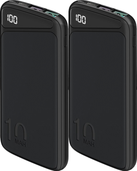 2x Powerbank 10.000 mAh med Hurtig Opladning - Ultra Slim