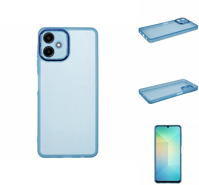Samsung Galaxy A06 transparent blå cover forside