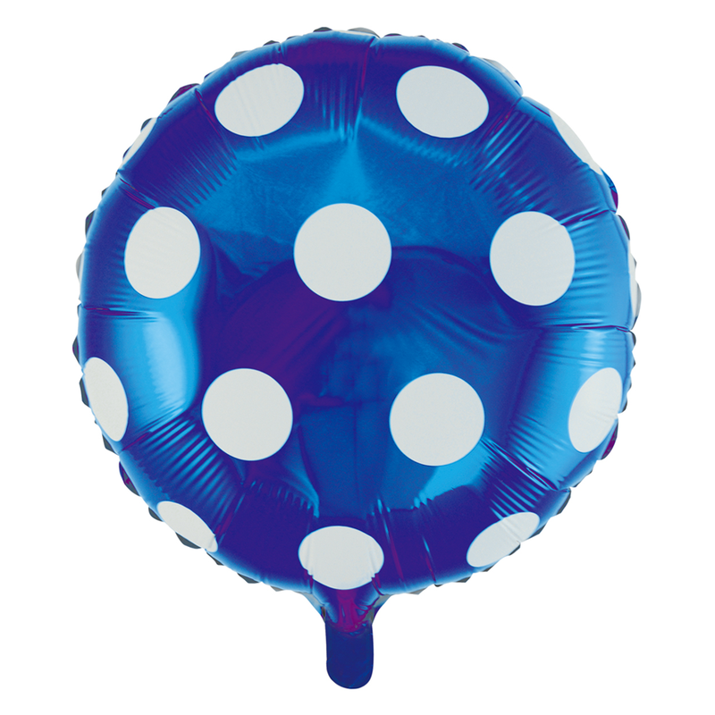 Stor Folieballon med Polka Prikker, Pynt til Barnedåb og Børnefødselsdag-Blå