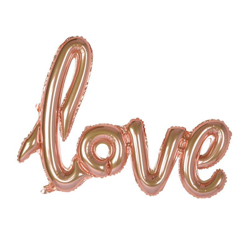 Love Folieballon i Rose Gold, Dekoration og Pynt til Bryllup eller Valentinsdag