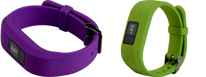 Pakke m. Silicone rem til Garmin Vivofit 3 / Vivofit JR / JR 2 Lilla & Silicone rem til Garmin Vivofit 3 / Vivofit JR / JR 2 Grøn