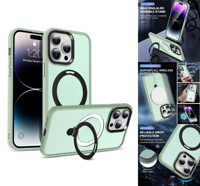 iPhone 16 Pro Max cover i matcha grøn med stativ