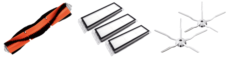 Pakke m. Hovedbørste til Roborock S6 / S60 / S6 Pure / S6 MaxV & 3 Stk. HEPA filter til Roborock S6 / S60 / S6 Pure / S6 MaxV & 2x Sidebørster til Roborock S5 / S50 / S5 Max  / S6 / S60 / S6 Max / S6 Pure