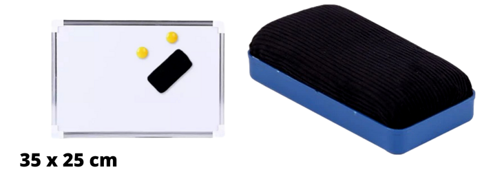 Pakke m. Magnetisk Whiteboard 35 x 25 cm & Magnetisk Tavlesvamp til Whiteboard