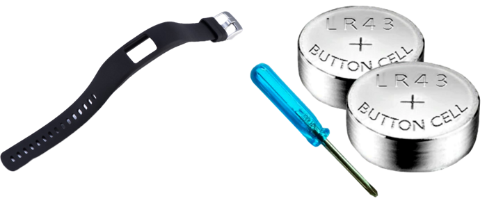 Pakke m. Silicone rem til Garmin Vivofit 4-Sort & Batteripakke m. Skruetrækker til Garmin Vivofit 4
