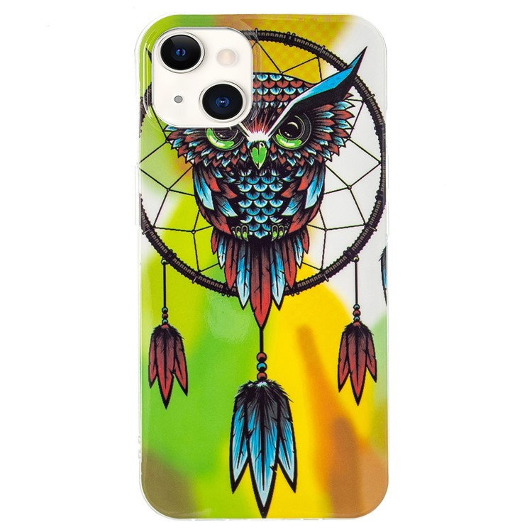 iPhone 15 cover med lysende ugledesign