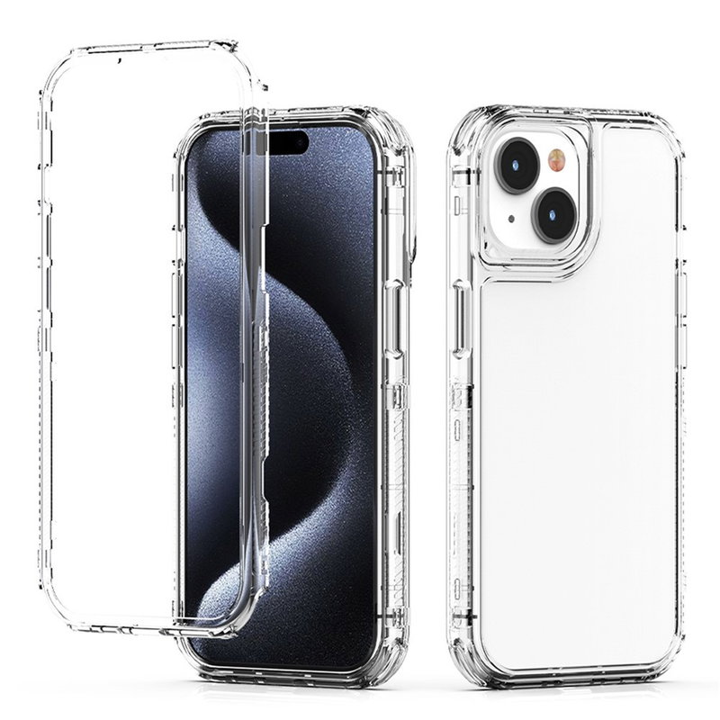iPhone 15 Cover - stødsikkert med fuld beskyttelse - Gennemsigtig