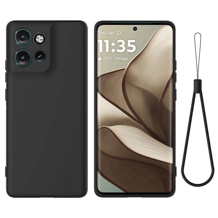 Motorola Edge 50 Neo Silikone Cover med Håndrem - Sort