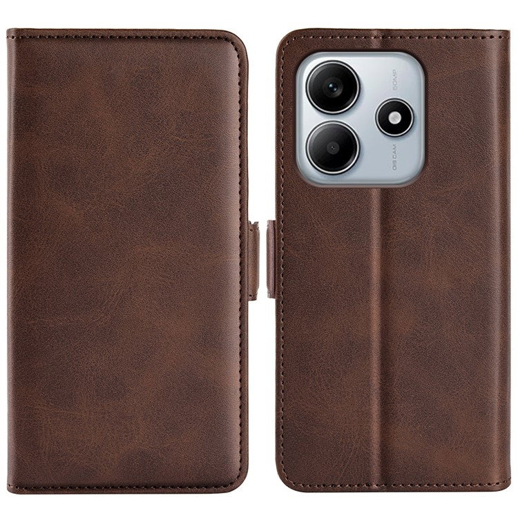 Xiaomi Redmi Note 14 5G Læder Flip Cover med Kortholder - Brun