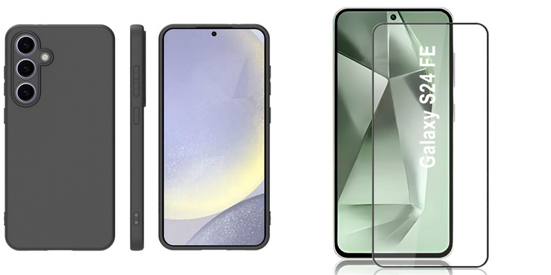 Pakke m. 1stk Samsung Galaxy S24 FE Beskyttelsescover - Mat TPU & Ridsebeskyttelse & 1stk Samsung Galaxy S24 FE Beskyttelsesglas - Hærdet