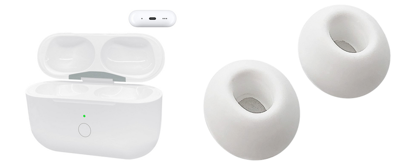 Pakke m. 1stk AirPods Pro gen. 1 / 2 Opladningsetui med USB-C & Trådløs Funktion & 1stk Ørepropper til Apple AirPods Pro-Hvid