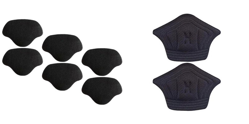 Pakke m. 1stk 3 Par Hælkapper til Sko og Sneakers, Hælindlæg i 7 x 4,8 cm-Sort & 1stk 2 Stk Bløde Hælbeskyttere i Sort til Sko, Sneakers og Højhælede-Large