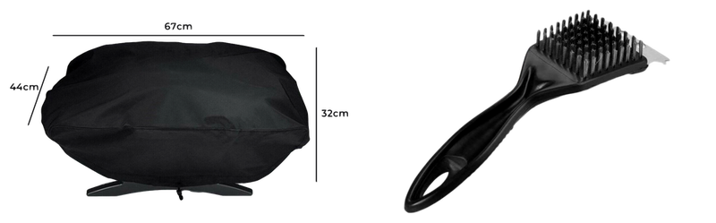 Pakke m. 1stk Grill Overtræk til Weber Q1200 / Q1400 / Lumin & 1stk 2-i-1 Grillbørste 