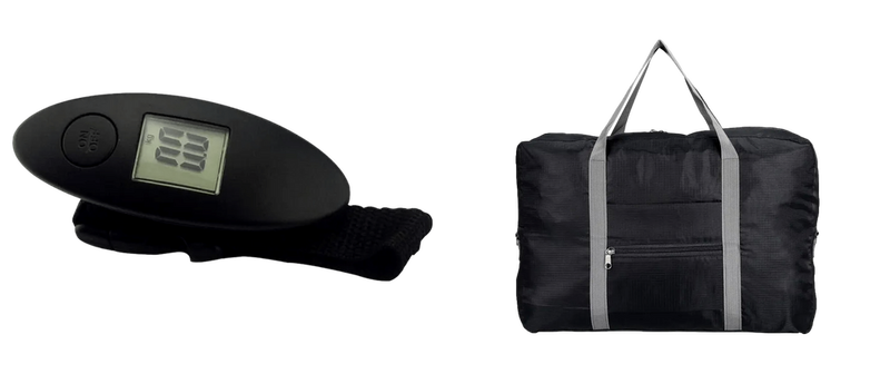 Pakke m. 1stk Digital Bagagevægt - Max 40 kg & 1x 2 Stk. Kabinetaske - lille håndbagage til fx. Ryanair / Wizz / Easyjet / Norwegian / SAS mm-Sort