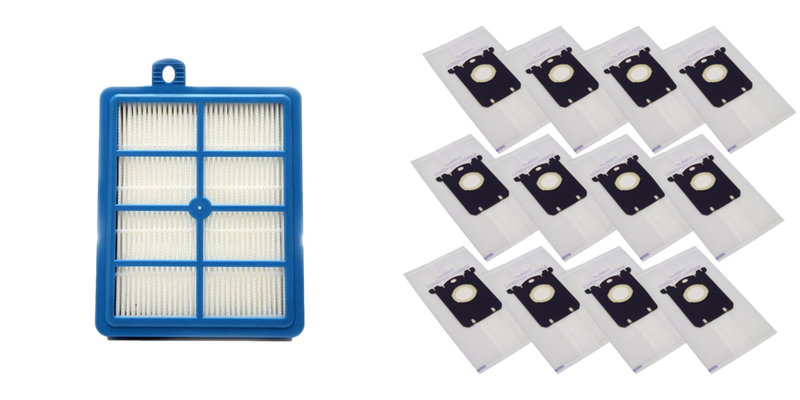 Pakke m. 1stk HEPA Filter til Electrolux UltraOne & 1stk 12stk Støvsugerposer til Electrolux SilentPerformer serien - inkl. Filter