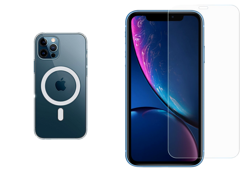 Pakke m. 1stk iPhone 11 Gennemsigtigt TPU Cover med MagSafe & 1stk iPhone 11 Skærmbeskyttelse / Beskyttelsesglas