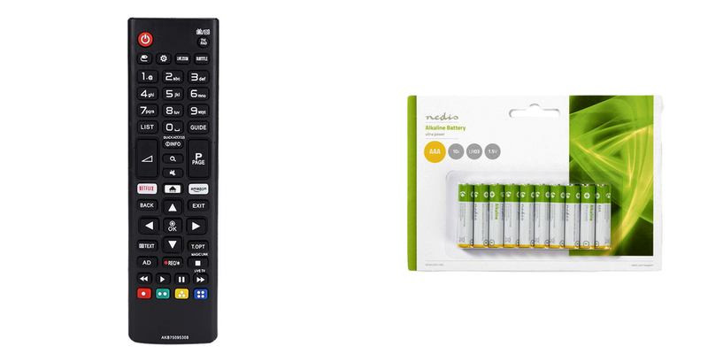Pakke m. 1stk Fjernbetjening til LG TV (LCD / LED)  & 1stk 10-Pak AAA Batterier 