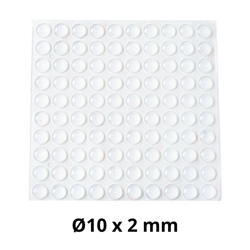 100 stk. Anslagsdæmpere - Gennemsigtig-Ø10 x 2 mm