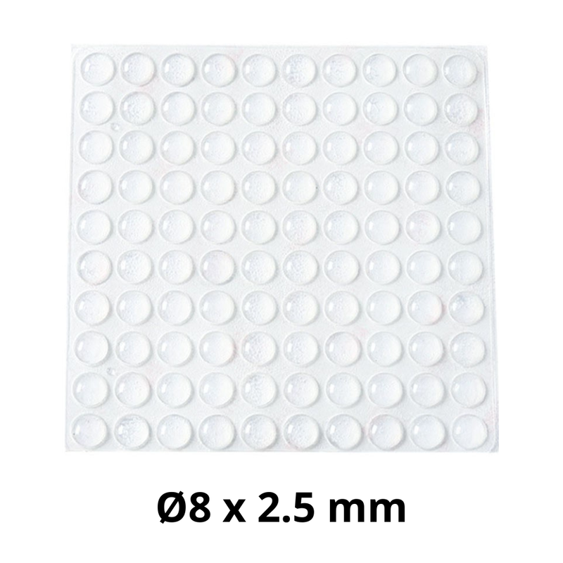 100 stk. Anslagsdæmpere - Gennemsigtig-Ø8 x 2.5 mm