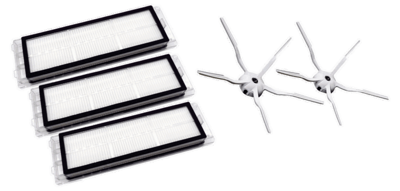Pakke m. 3 Stk. HEPA filter til Roborock S5 / S50 / S5 Max & 2x Sidebørster til Roborock S5 / S50 / S5 Max  / S6 / S60 / S6 Max / S6 Pure