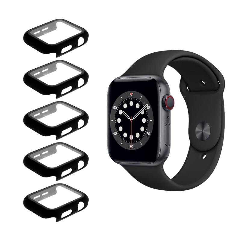5 stk Hard Case med Skærmbeskyttelse / Beskyttelsesglas til Apple Watch 4 / 5 / 6 / SE / SE (2022/2023) - 40mm-Sort