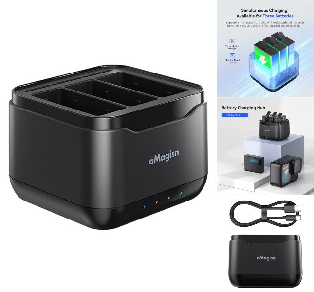 Opladerstation til GoPro Hero 13 med batterier