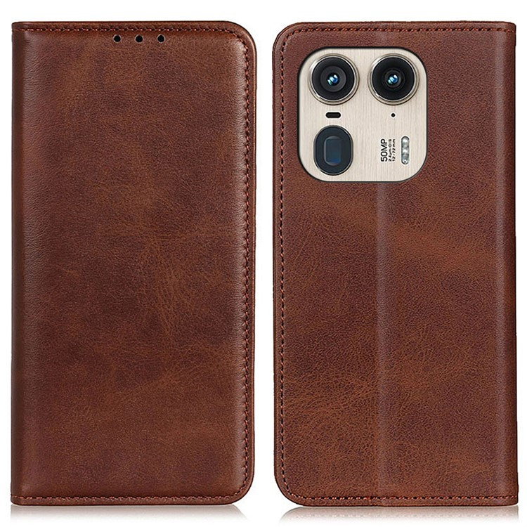 Motorola Edge 50 Ultra Læder Flip Cover - Brun