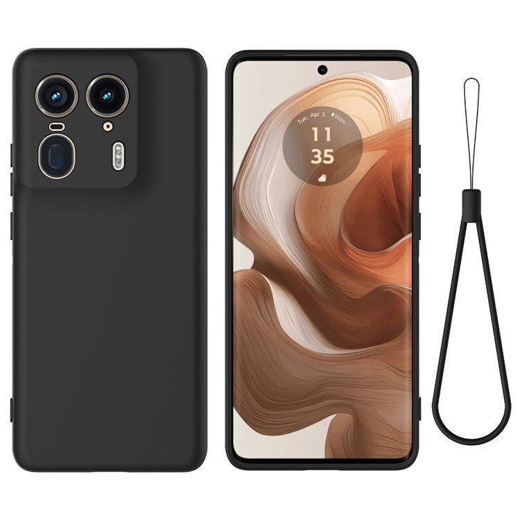 Motorola Edge 50 Ultra Silikone Cover m. Håndledsrem - Sort