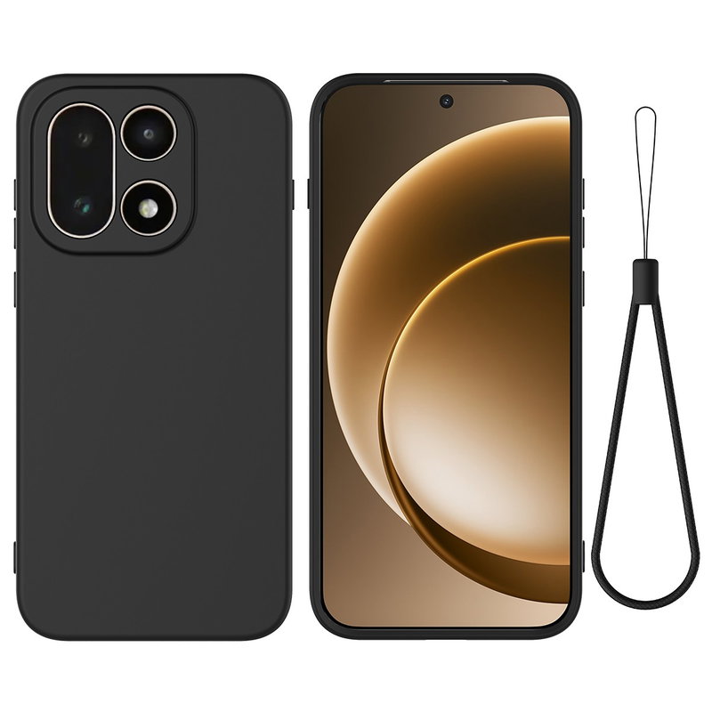 OnePlus 15 5G Silikone Cover med Håndledsstrop – Sort