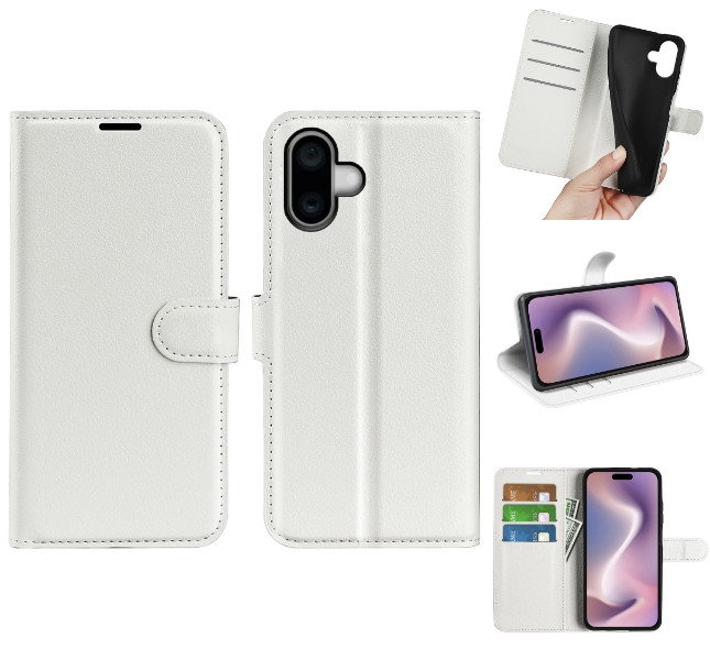 Læder Wallet Cover til iPhone 16 forside