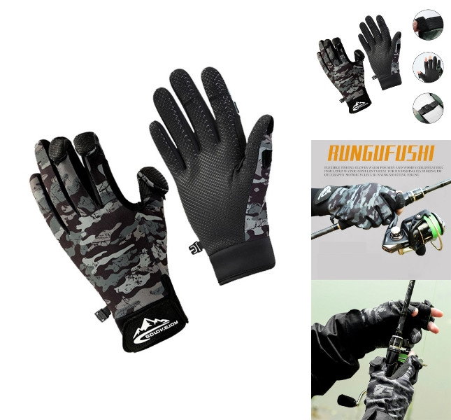 Fiskehandsker med Flip-Fingre set forfra